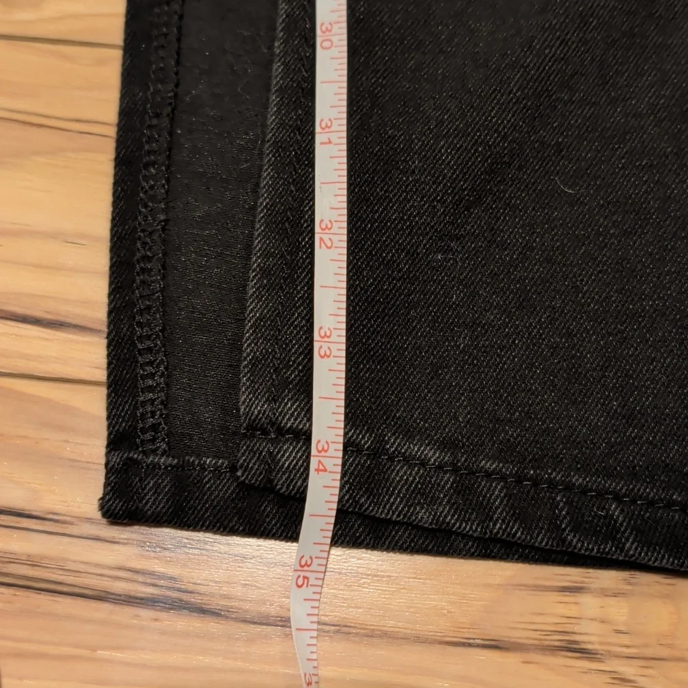 Midi Black Denim Skirt with Stretch And Side Slit